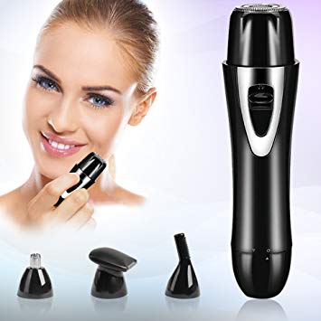 Mini Portable Hair remover/Painless Facial Hair Removal/Rechargeable Nose&Eyebrow Bikini Trimmer/Electric Shaver with Built-in charge cable&4 Functional Razors for Women&Men,Lipstick Design by Binzim