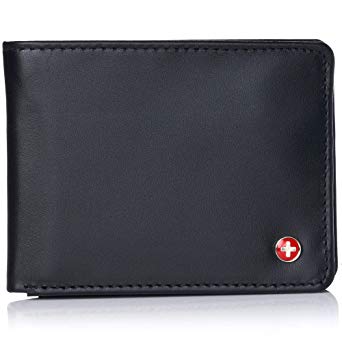 Alpine Swiss Mens Leather Flipout ID Wallet Bifold Trifold Hybrid