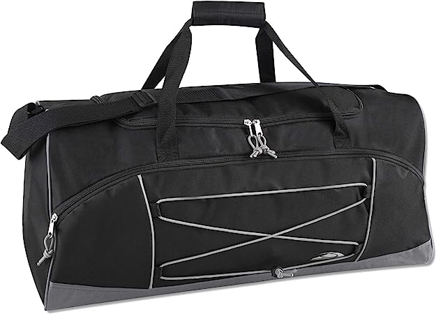 60 Liter, 26 Inch Duffle Bag – Heavy Duty Extra Large Sports Gym Equipment Travel Duffel Bag for Men and Women (Black)