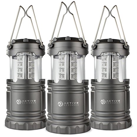 Active Research LED Lantern - Best Ultra Bright Portable Flashlight - Water Resistant Lantern For Camping, Outdoors, Hunting, Emergencies, Hurricanes, Outages - 30 LED Battery Powered - 3-Pack
