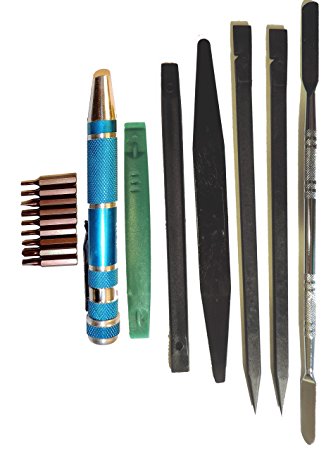 9 Tip Micro Screwdriver w/ 6 Spudgers in Storage case; Self Storing Tips: Pentalobe 0.8 1.2, Torx Security Mini Phillips; for iPhone, MacBook, Samsung any SmartPhone, Game, Laptop, Electronics