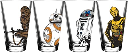 Star Wars Classic Pint Glass Set - 16 oz. Glass Capacity - Set of 4 Glasses - Classic Shape