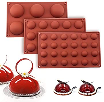 Chocolate Moulds,Bakeware Set Silicone Mold for Cake Decoration Jelly Pudding Candy Chocolate, Half Ball Sphere Silicone Mold, 6 Holes Semicircle 15 Holes Semicircle 24 Holes Semicircle