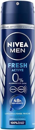 NIVEA MEN Fresh Active deodorant spray (150 ml), deodorant without aluminium (ACH) for 48h protection and long-lasting freshness, deodorant with highly effective formula and sea extracts