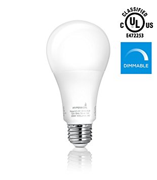 LED A19/A21 Bulb, Hyperikon, 16-Watt (100-Watt Equivalent), 1620 Lumens, 3000K (Soft White Glow), Medium Screw Base (E26), 340° Omnidirectional, UL-Listed, Dimmable