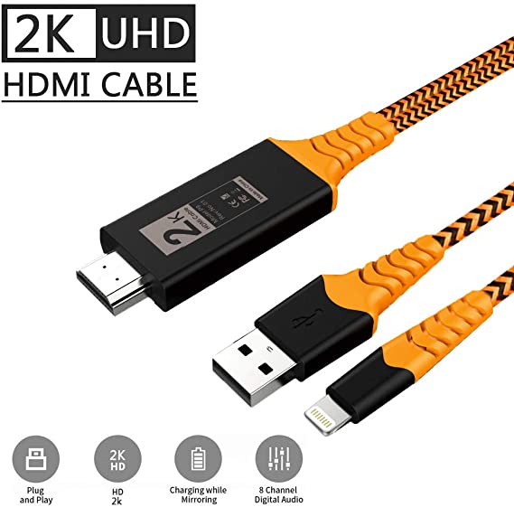 CHEAXICS Compatible with Phone to HDMI Adapter Cable, Digital AV Adapter 1080p HD TV Connector Cord Compatible with Phone X 8 7 6Plus, iPad, for iPod to TV Projector Monitor