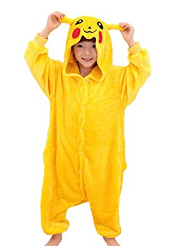 Tonwhar Children's Halloween Costumes Kids Kigurumi Onesie Animal Cosplay (105(height:45.27"-49.2"), Pikachu)