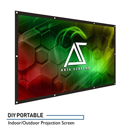 Akia Screens 120 inch Indoor Outdoor Collapsible Portable Projector Screen 16:9, 8K 4K Ultra HD 3D Ready Movie Theater Home Theater Roll-Up DIY Hang Anywhere Projection Screen, AK-DIY120H1