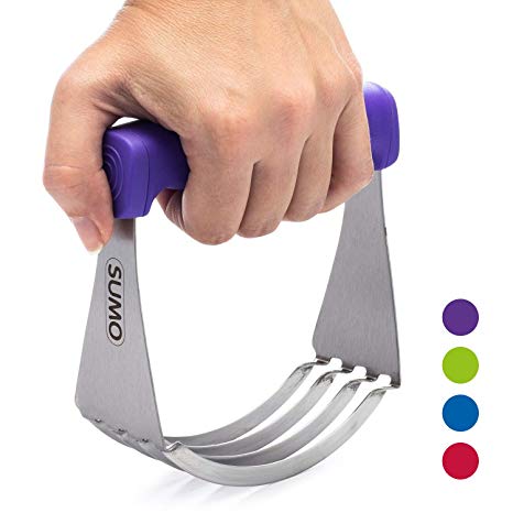 SUMO Dough Blender: Sturdy Heavy Duty Pastry Cutter - Sharp Blades - Comfortable Finger-Contoured Grip - Dishwasher Safe [Purple]