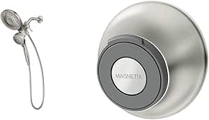 Moen 26009SRN Engage Magnetix Multi-Function Handshower and Rainshower Combo Featuring Magnetic Docking System & 186117SRN Magnetix Remote Dock for Handheld Shower