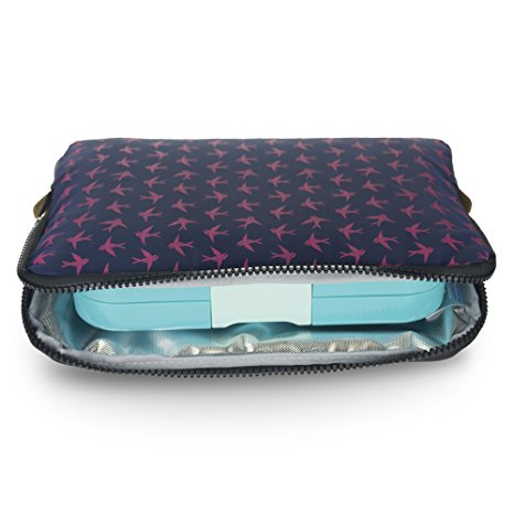 YUMBOX Poche - Insulated Sleeve Lunch Box (Navy with all over print)