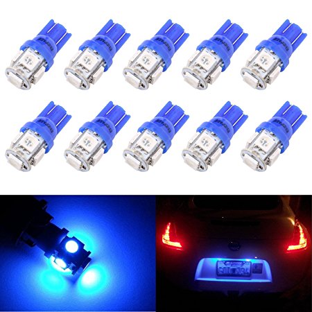 ENDPAGE 10x 194 168 2825 W5W T10 5-SMD Blue LED Light Bulbs Replacement for Interior Dome Map Dashboard Lights Trunk Lamp and Exterior License Plate Side Marker Parking Lights Fit RV Camper Van Truck