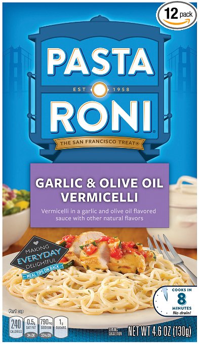 Pasta Roni Garlic & Olive Oil Vermicelli Mix (Pack of 12 Boxes)