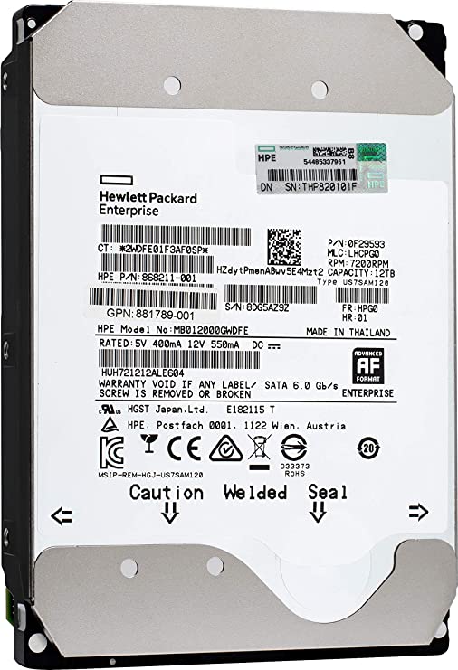 HGST WD Ultrastar DC HC520 12TB HDD 7200 RPM SATA 6Gb/s 256MB Cache 3.5-Inch Enterprise Hard Drive | Power-Disable | HUH721212ALE604 0F29592 (Renewed)