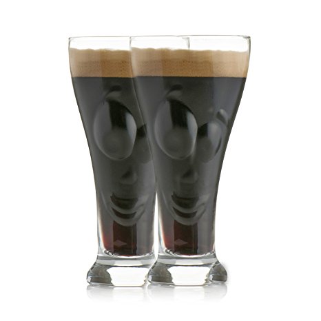 Chill-O Beer Face Glass Set of 2 450ml Quirky Design Beer Glasses Fun Gift Item The Face Of Your Beer