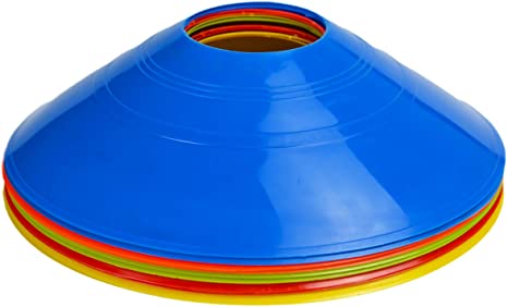 TIANOR 10 Pack Durable Disc Cones Sets Playing Field Marker for Agility Training, Football, Kids, Sports, Cone Markers (5 Colors), red,orange,yellow,green,blue, Small