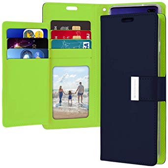 Galaxy S10 Plus Wallet Case, Goospery Rich Diary [Extra Card Slots] PU Leather Flip Cover (Navy) S10P-RIC-NVY