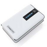 High Capacity Dual USB Portable Charger 15000mAh - External Battery Power Bank for Cell Phone and Tablet - Universal USB Connectivity iPhone iPad Samsung Kindle etc - White
