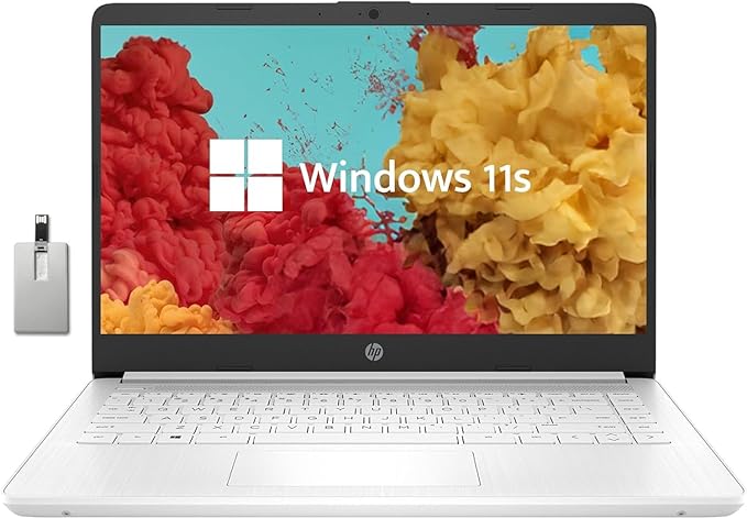 HP Stream 14'' HD Laptop, Intel Celeron N4020 Dual-core Processor, 16GB DDR4 RAM, 64GB eMMC, 1 Year Office 365, Webcam, HDMI, Windows 10S, White, 32GB Hotface USB Card