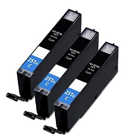 HI-VISION® 3 Pack Compatible Canon CLI-251XL CLI 251 High Yield Cyan Ink Cartridge Replacement for PIXMA iP7250,MG6320,MG5420,iP7220,MX922,MX722,MG6350,MG5450