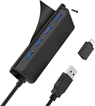 USB Hub 3.0, USB A C Connector 4-Port Desk USB Hub Clamp Design with 3.3 ft Extended Cable, Mountable Multiport Expander with Fast Data Transfer for iMac 2021 or All-in-one PC Computer,Phone,Laptop