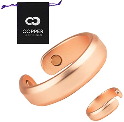 Copper Ring for Arthritis by Copper Compression - 99.9% Pure Copper + Magnetic Therapy Relief Ring for Men + Women. Magnet Therapy Jewelry Rings for Arthritis, Carpal Tunnel, Fingers, Thumb (Small)