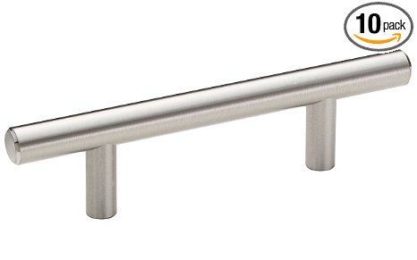 South Main Hardware 10-Pack SH503-SN-10 Modern Straight Bar Handle Pull with Hole Centers 3quot Satin Nickel Finish