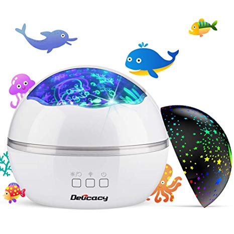 [Baby Night Light] Ocean Wave Projector,Delicacy 2 in 1 LED Starry & Undersea Projector Lamp,8 Color Changing Night Light Projector for Kids Adults Bedroom Living Room Decoration