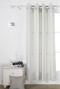 Deconovo Bedroom Oxford Solid Thermal Insulated Curtains with Backside Silver Backing to Reflect Sunlights 52 W x84 LBeige1 Panel