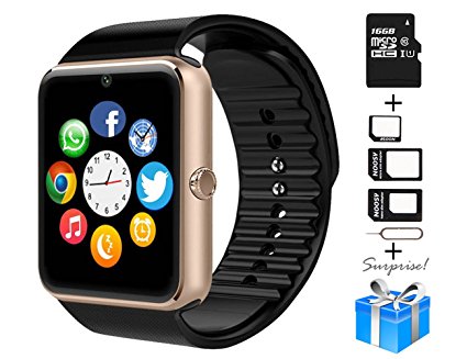 Smartwatch, Collasaro Sweatproof Smart Watch Phone with Camera and SIM Card Slot, Smart Watch for Android Samsung IOS iPhone LG Sony HTC Smartphones