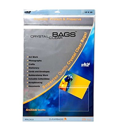 ClearBags RPA13X19 Crystal Clear Protective Closure Bags, Retail Pack, 13" x 19" (Pack of 25)