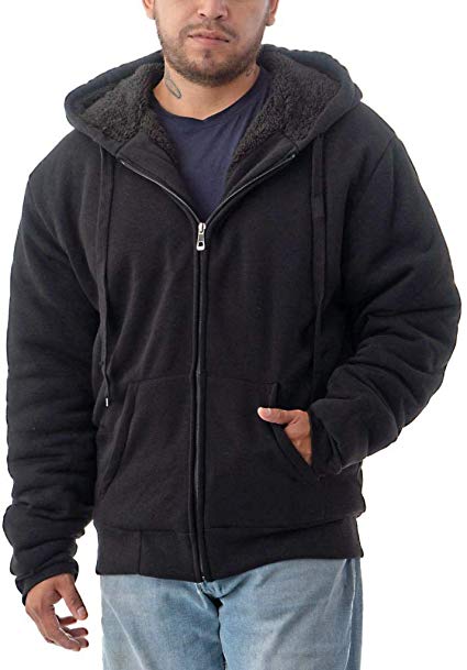 Jvini Men's Ultra Soft Sherpa Lined Hoodie - Full Zip Fleece Lining Winter Sweatshirts