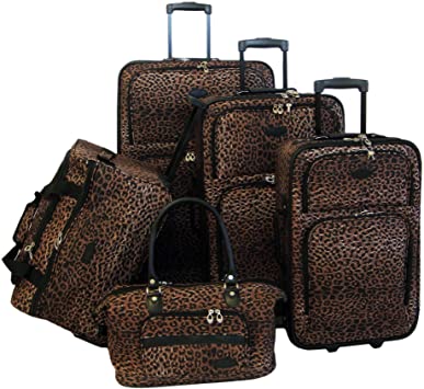 American Flyer Luggage Animal Print 5 Piece Set, Leopard, One Size