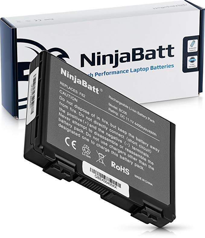 NinjaBatt Laptop Battery for Asus X5C K50IJ A32-F82 K40 K40IJ K50 K50AB K50I K50IN K61IC A32-F52 L0690L6 X5DIJ AS-K50 X70 X5A 07G016761875 [6 Cells/4400mAh/49Wh]