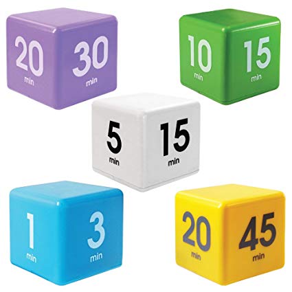 The Miracle TimeCube Timer, 5 Piece Set, For Time Management, Kitchen Timer, Kids Timer, Workout Timer, Preset Countdown