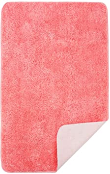 Luxury Bath Rug, Extra Thick Soft Bath Mat Machine Wash and Quick Dry, Plush Carpet Mats for Bath Room, Shower, Bathtub and Spa Floors Best Size for Bathroom Extra 18.9X30.7Inch (48x78cm)-Pink