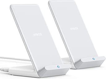 Anker Wireless Charger, 2-Pack PowerWave Stand Upgraded, Qi-Certified, Fast Charging iPhone SE, 11, 11 Pro, 11 Pro Max, Xs Max, XR, XS, X, Galaxy S20 S10 S9 S8, Note 10 Note 9 Note 8 (No AC Adapter)