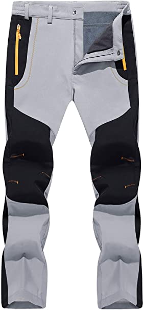 TACVASEN Men's Quick Dry Hiking Pants Water Resistant Lightweight and Ski Fleece Lined Mountain Pants
