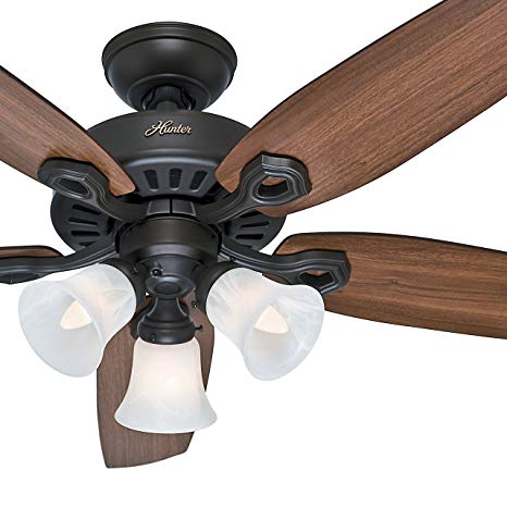 Hunter Fan 52 inch New Bronze Ceiling Fan - Three-Light Fitter with Swirled Marble Glass (Certified Refurbished) (New Bronze)