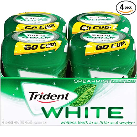 Trident White Sugar Free Gum (Spearmint, 60-Piece, 4-Pack)