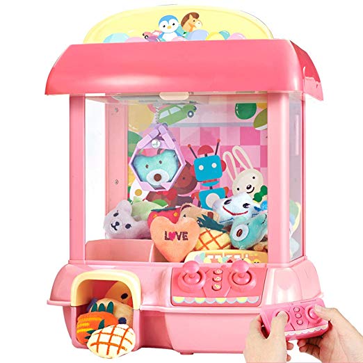 CISAY Claw Machine,C1 Claw Toy,2.4G Remote Control Automatic or Manual Dual Mode Mini Claw Machine, Intelligent System with Music and Lighting, Giving Children The Best Gift (Pink)
