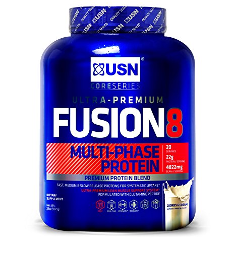 USN Fusion8 Multi-Phase Protein, Fast, Medium and Slow Release for Systematic Uptake, Classic Vanilla, 2 Pound