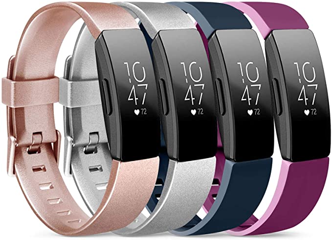 Vancle 4 Pack Silicone Bands Compatible with Fitbit Inspire HR & Fitbit Inspire & Fitbit Ace 2 Fitness Tracker for Women Men