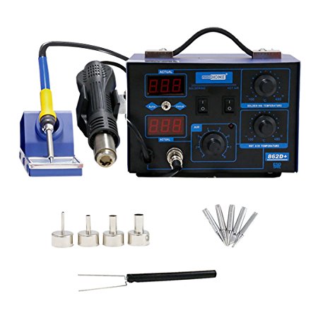 VIVOHOME 2 in 1 110V 862D SMD Soldering Iron Hot Air Rework Heat Gun Solder Station with 4 Nozzles