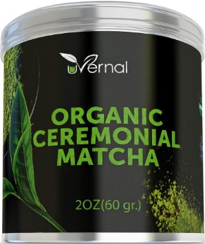 Organic Ceremonial Matcha - Best Taste - USDA Organic - Energy Booster - Green Tea Powder 2oz
