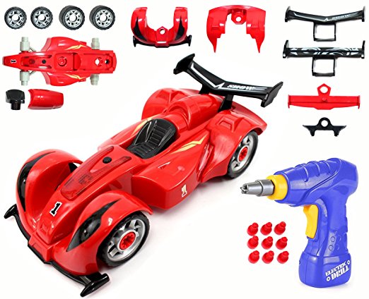 CoolToys Custom Take-A-Part Car Playset – Race Car with Electric Play Drill and Car Modification Pieces