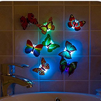 1pcs Change Colors Stick-on Butterfly Wall Xmas Decor LED Night Light