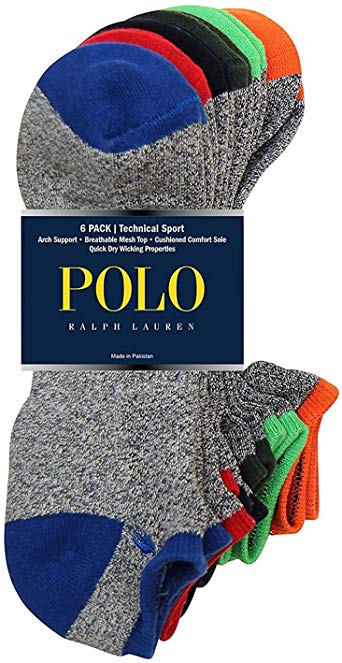 Polo Ralph Lauren 6-Pack Technical Sport Ped Socks
