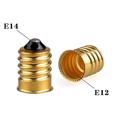 Qishare E14 to E12 Adapter Converter Lamp Adapter (Golden 2PC)