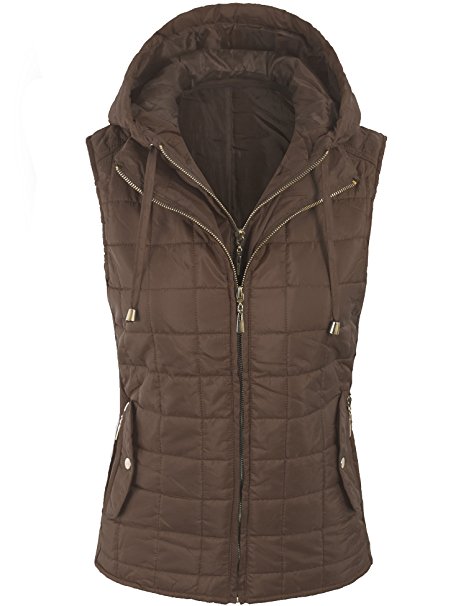 Boheny Womens Quilted Lightweight Vest with Removable Hoodie ¡¦